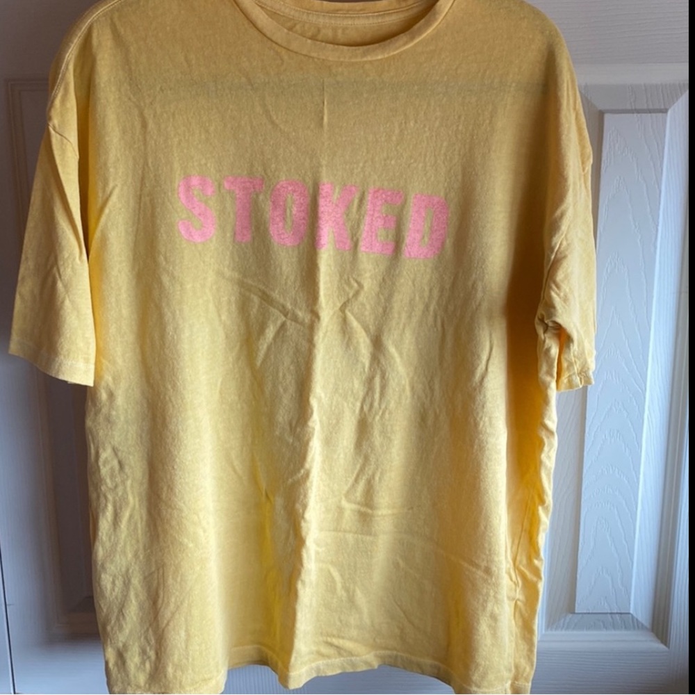 Billabong Yellow Tee with Pink "STOKED" Print